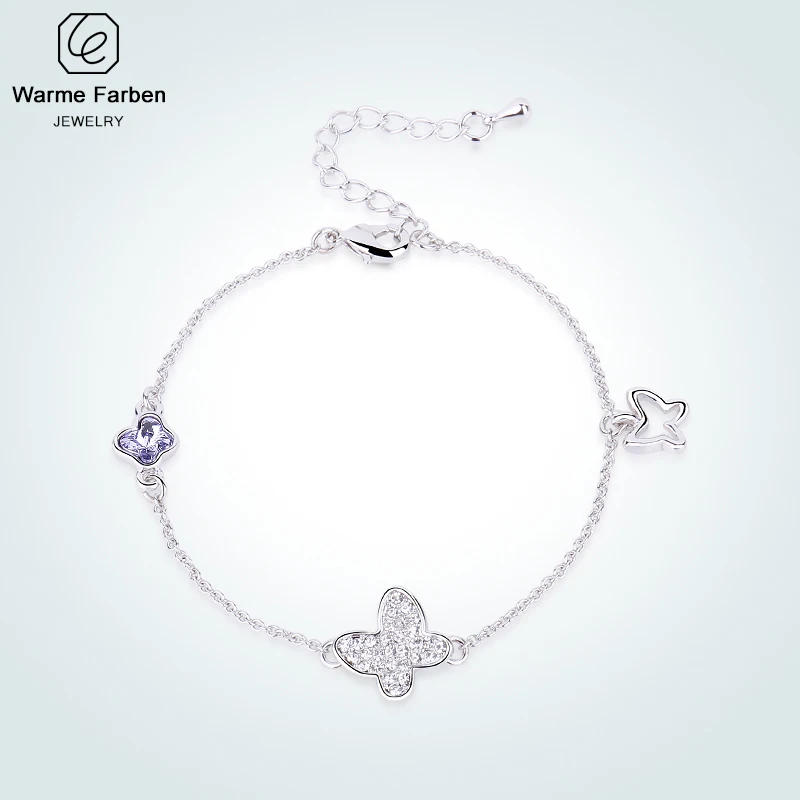 Warme Farben Crystal From Swarovski Bracelets For Women Erfly Sliver Color Link Bracelet Fine Jewelry Gift Lady Warme Farben Crystal From Swarovski Bracelets For Women Erfly Sliver Color Link Bracelet Fine Jewelry Gift Lady