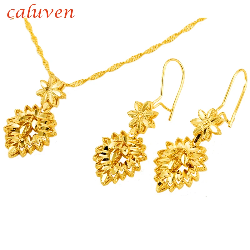 

Ethiopian Jewelry Set Necklace/Bracelet/Earrings Women Fashion Gold Color African Wedding Gift Arab/Dubai/Sudan/Eritrea Bride
