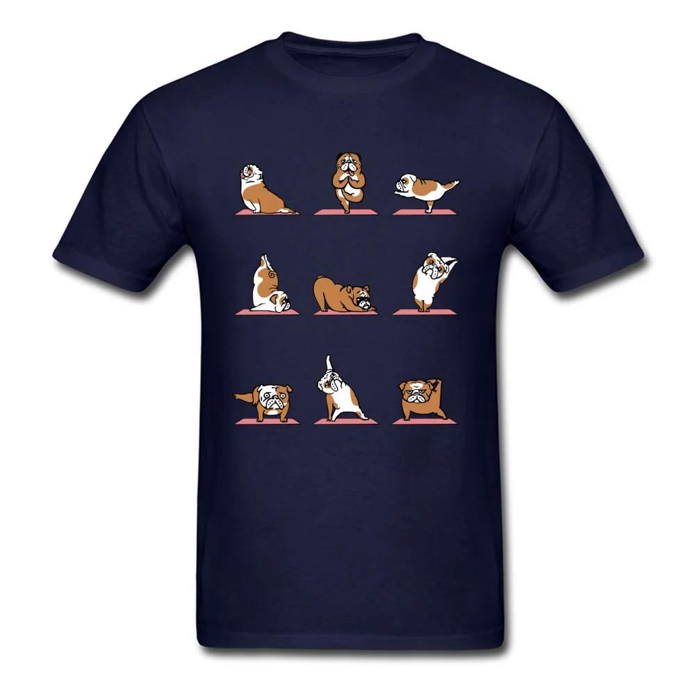 Tops Tees English Bulldog Yoga Summer 2018 New Printed Short Sleeve Pure Cotton Crew Neck Men T-shirts Printed T-shirts English Bulldog Yoga navy