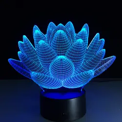7 цветов Лотос креативный 3d настольная лампа прикроватная светодиодная ночник визуальный свет 100