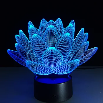 

7 color Lotus creative 3d table lamp bedside lamp led night light visual light 100