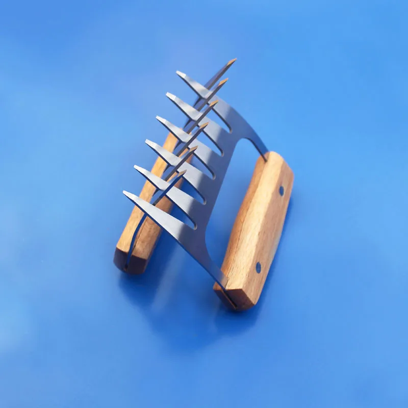 

YIBO 2pcs Bear Claw Stainless Steel/Wood Barbecue Meat Claws Convenient Kitchen Pork Shredder Multi-Function Shredding BBQ Forks