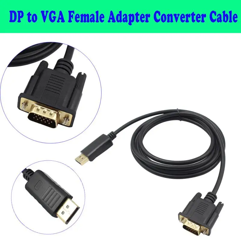 1.8M HDMI Cable HDMI To VGA 1080P Connects A Display Port HD With Audio