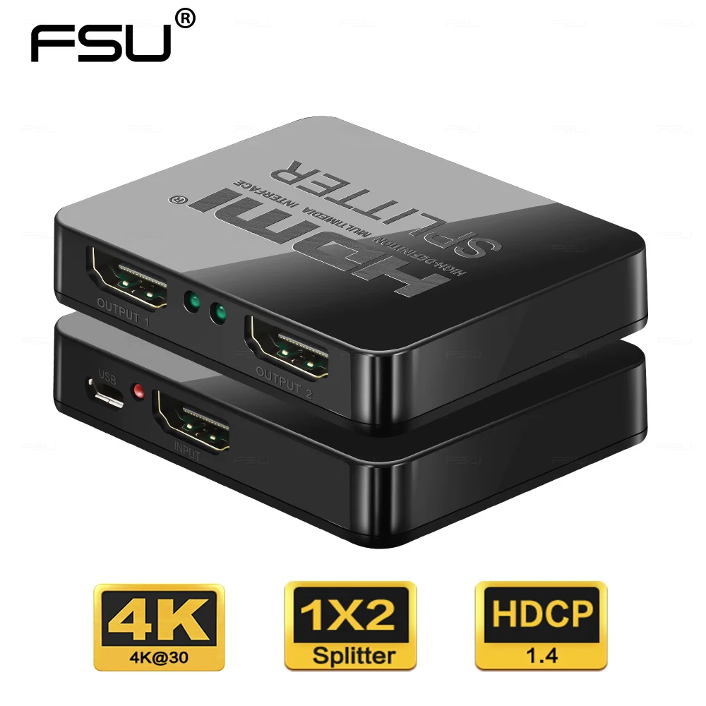 HDCP 4K HDMI split ter Full HD 1080p видео HDMI коммутатор 1X2 split 1 in 2 Out усилитель двойной дисплей для HDTV DVD PS3 Xbox