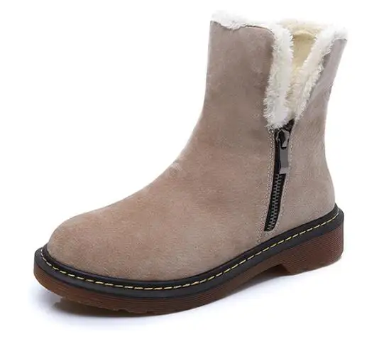 Khaki plus velvet Г. Модные Средний Труба зимние ботинки женские ботинки с боковой молнией теплая Женская обувь для отдыха Нескользящая водонепроницаемая обувь, botas mujer sh242 - Цвет: Khaki plus velvet