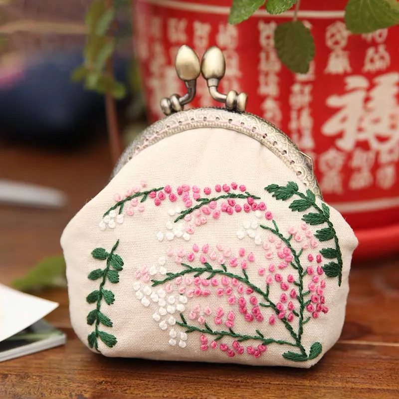 DIY цветок вышивка сумка наборы цветочный рукоделие монета сумки качели вышивки крестиком наборы с пяльцы для вышивания День рождения Рождественский подарок