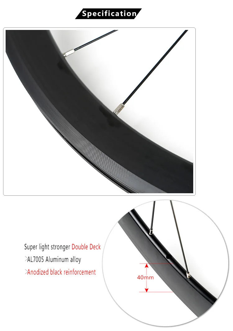 Excellent 700c 40mm depth 23mm width aluminum alloy road bicycle wheels wheelset rims 2