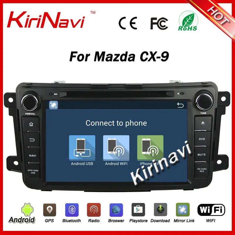 Top KiriNavi Android 7.1 car multimedia system for mazda cx9 cx-9 2007-2015 car radio dvd gps navigation stereo WIFI 3G Playstore 1
