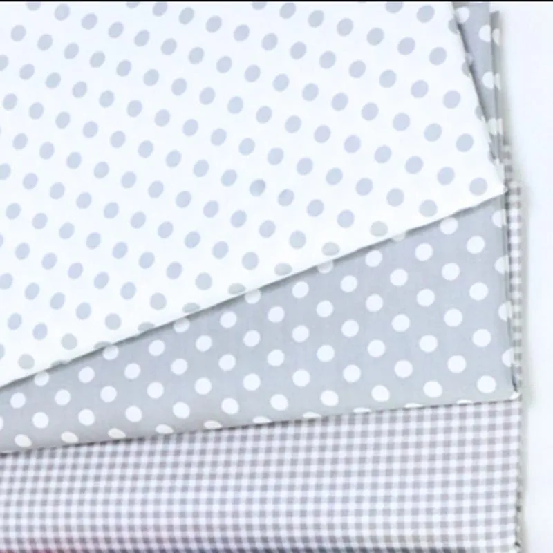 

100% cotton twill TEXTILE classic white GRAY dots check fabric for DIY bedding cushion apparel quilting handwork patchwork decor