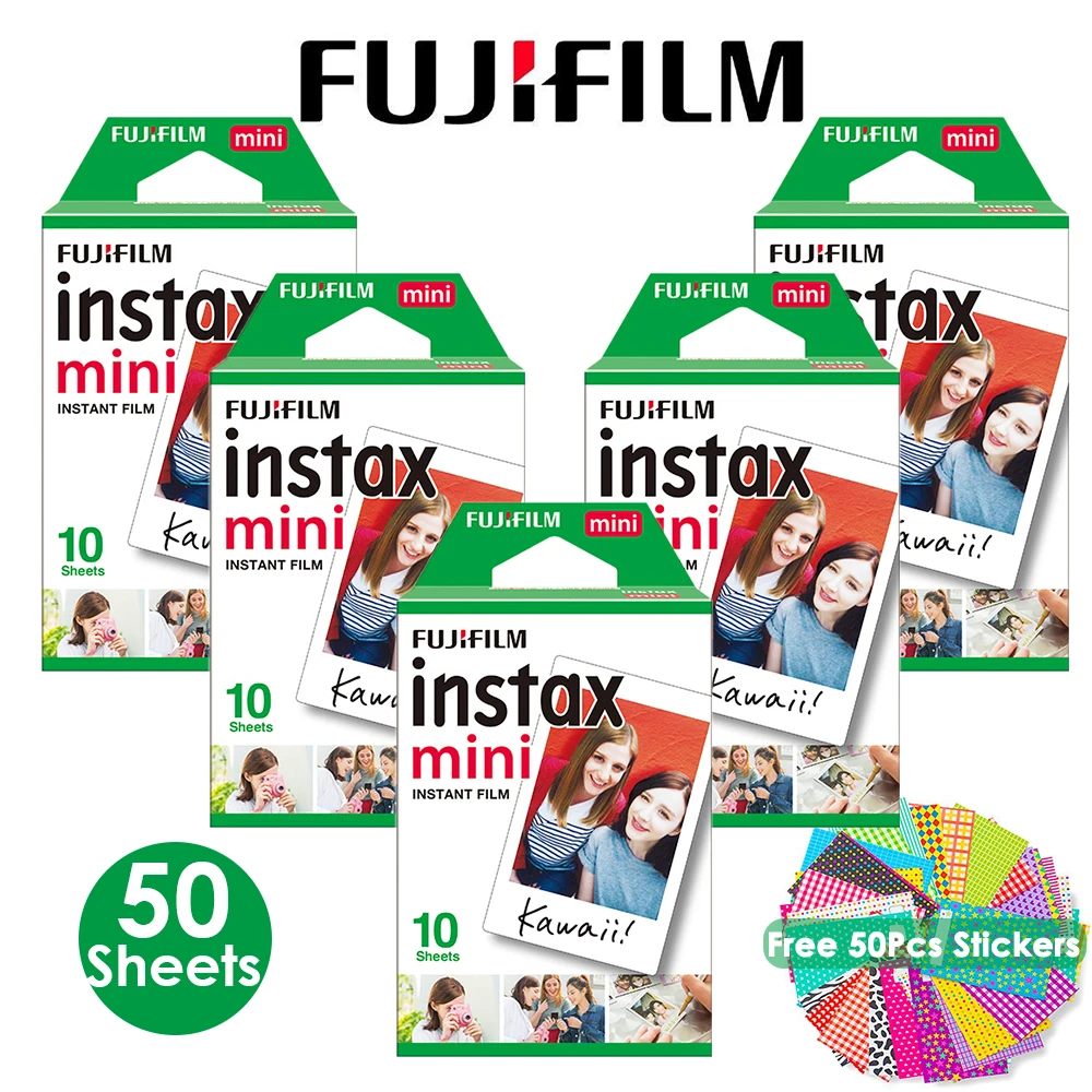 Пленка Fujifilm Instax Mini пленка 9 с белым краем 50 листов для камеры Fuji 8 + Бесплатные