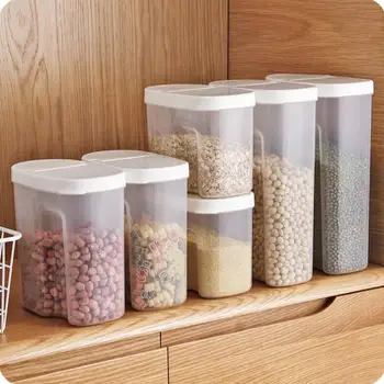 

Transparent Plastic Grains Organizer Kitchen Dry Goods Storage Sealed Jars Food Container