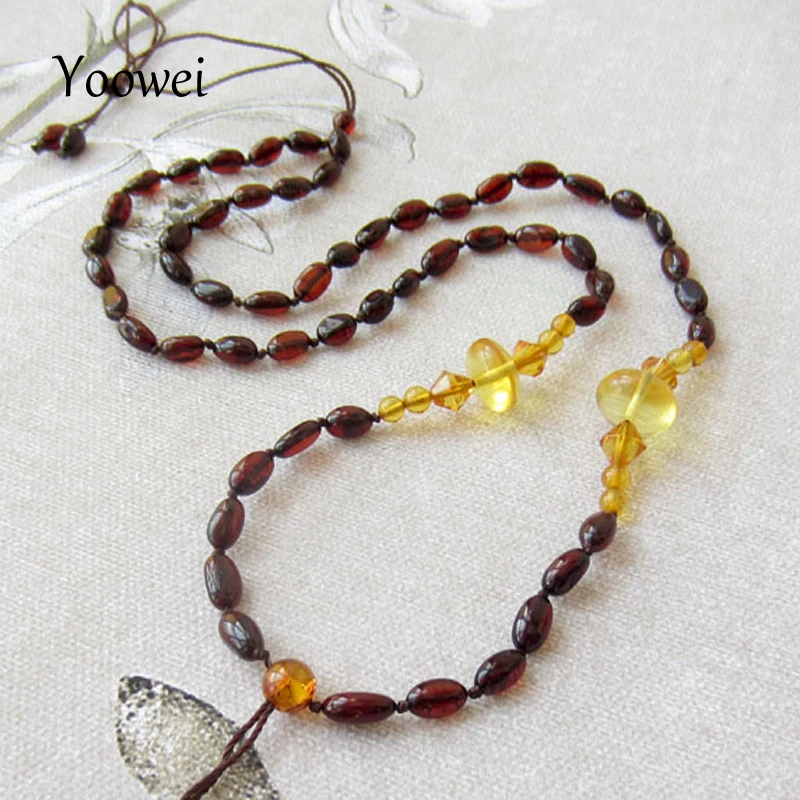 

Yoowei Oval Amber Necklace Wholesale 52cm Adjustable Sweater Chain Natural Gemstone Baltic Cherry Golden Amber Beaded Jewelry