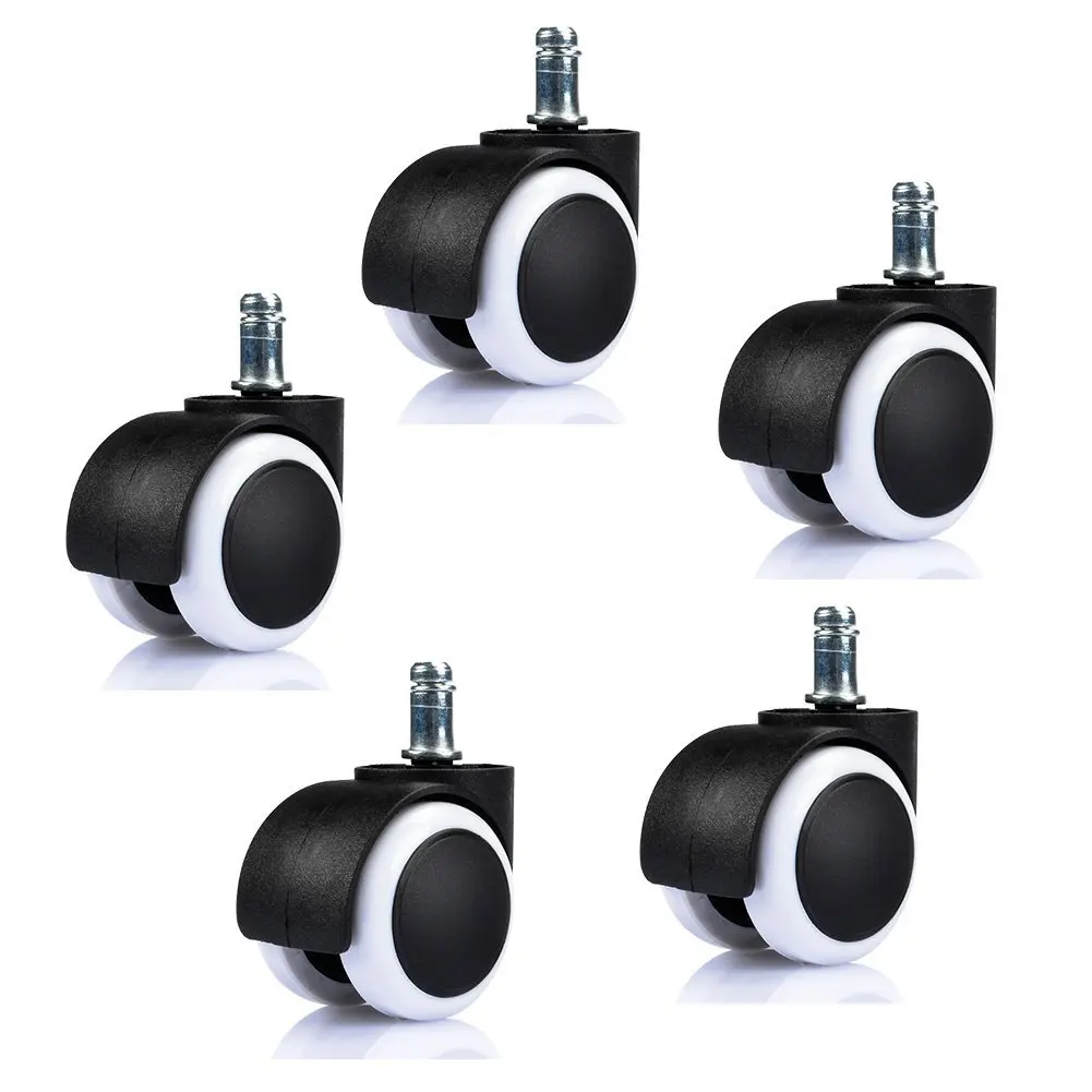 HHO 50mm Office Chair Roller Castor Wheels Set of 5 black&whitein