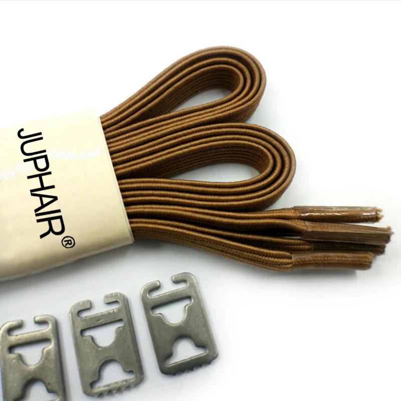New 1-50 Pair Lock Laces Elastic No Tie Shoelaces Brown Adult Kids Sneakers Metal Buckle Shoelaces Sport Athletic Laces Strings
