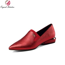 Оригинальная женская повседневная обувь с острым носком; обувь на необычном каблуке; сезон весна-осень; цвет черный, красный; женская обувь; американские размеры 3,5-10,5