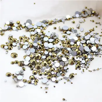 

High quality 1packs Mix Sizes Aurum / Gold Non Hotfix Flatback Nail Rhinestones For Nails 3D Nail Art Decoration Gems
