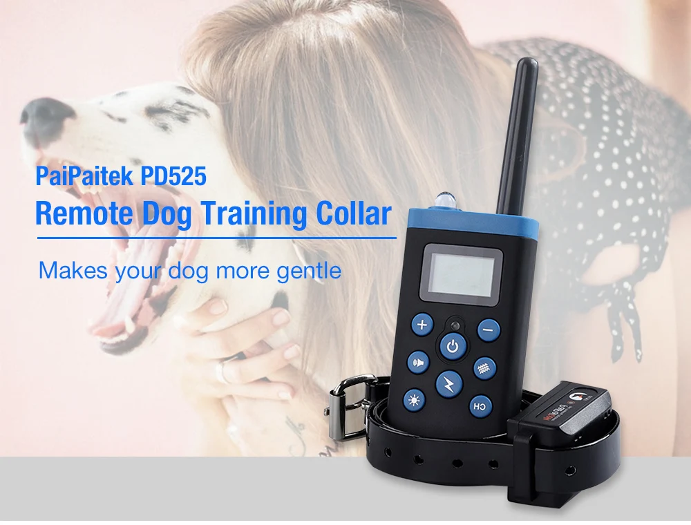 PaiPaitek PD525 1000 м дистанционный электрический ошейник для дрессировки собак водонепроницаемый перезаряжаемый ошейник для дрессировки собак с дистанционным управлением