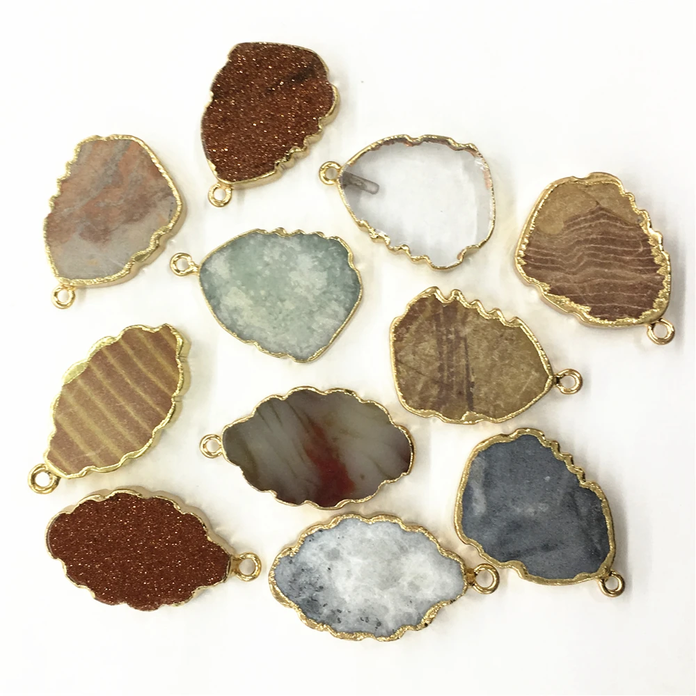good quality gold plating natural stone pendants sand Clear quartz charms Clouds necklace for