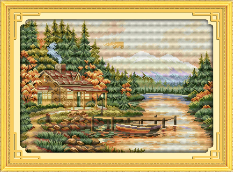 

Sunset (2) Counted Cross Stitch 11CT Printed 14CT Set DIY Chinese Cotton Cross-stitch Kit Embroidery Needlework
