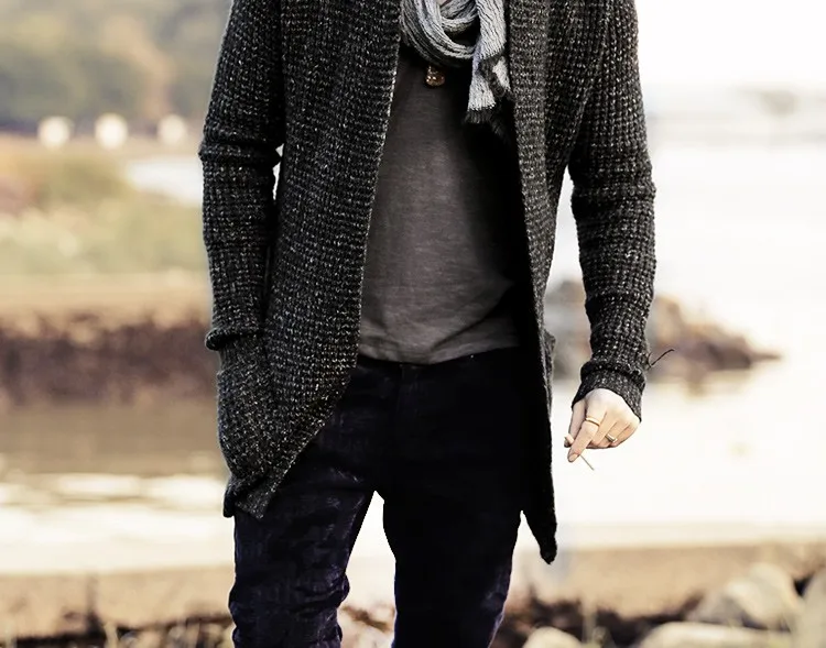 Мужской модный свитер с длинным рукавом, мужской кардиган, стильные толстые теплые свитера из мохера