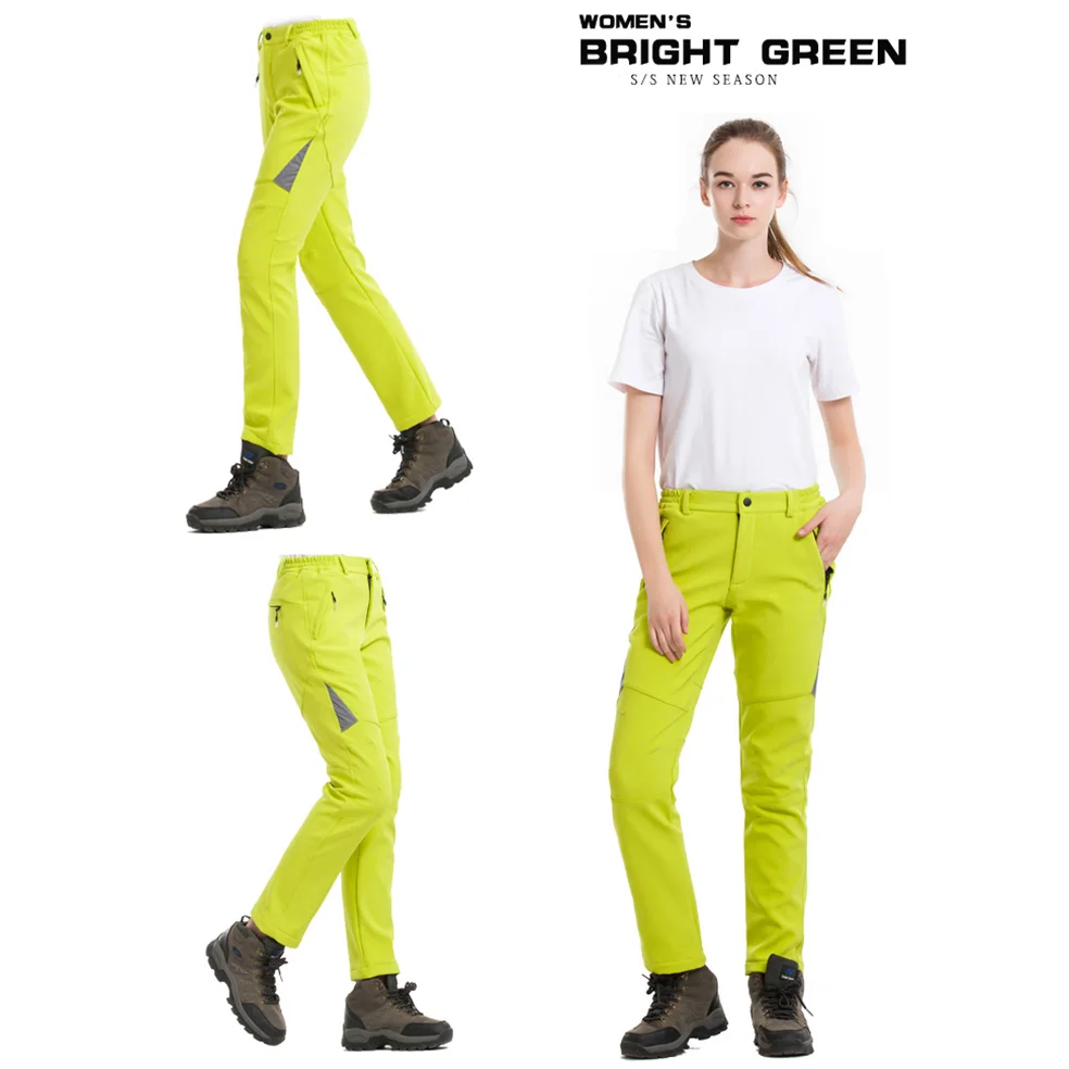 Goexplore зимние походные брюки женские флисовые solfshell для отдыха брюки горные Трекинговые теплые непромокаемые уличные брюки женские - Цвет: green