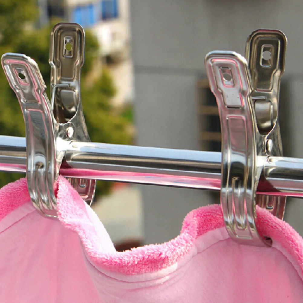 High Quality Stainless Steel Clothes Pegs 12cm Hanging Pins Clips Laundry Windproof Clothing Towel Clip Supply 6Pcs Wholesale