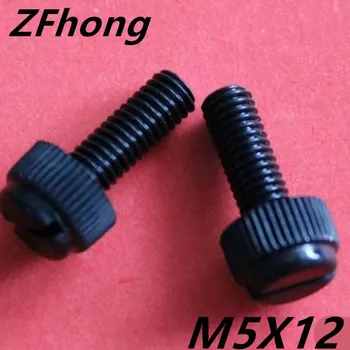 

500pcs M5*12 Black Plastic Knurled Head Slotted Screw