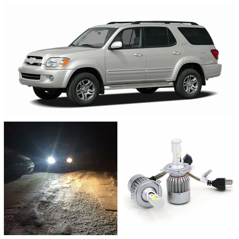 

Edislight 72W 7600LM LED Headlight Kit Hi Lo Beam Bulbs For 2001-2007 Toyota Sequoia White Car High Low Beam Light Headlamp