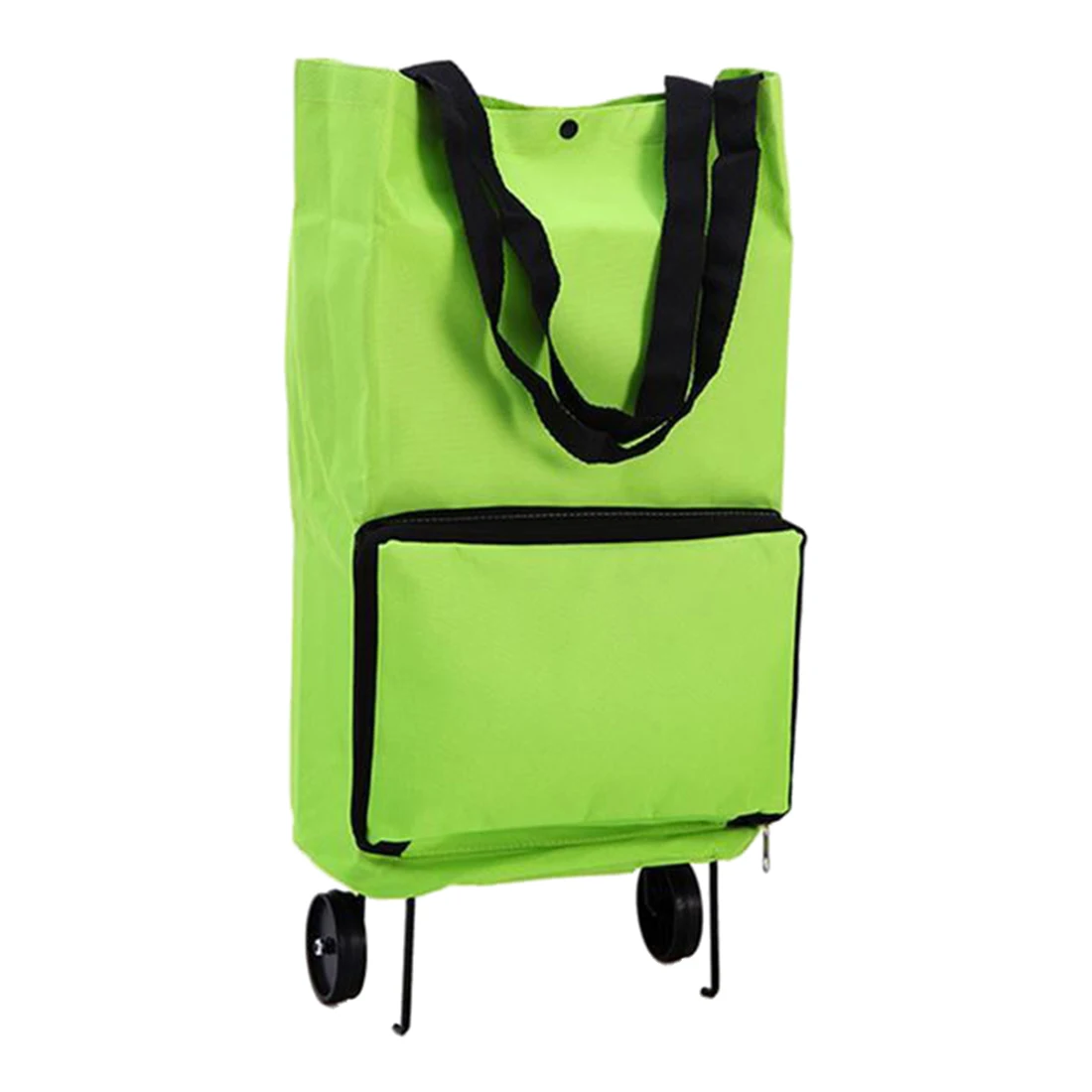 

LJL Portable Shopping Trolley Bag With Wheels Foldable Cart Rolling Grocery Green