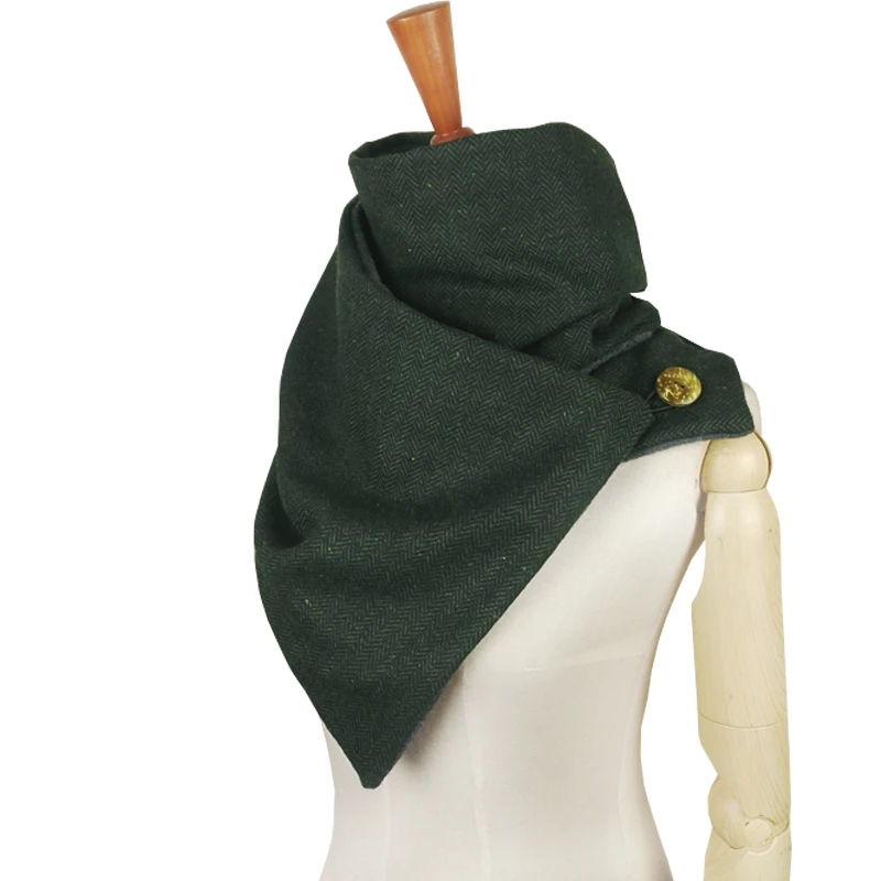 Кувертюр Дизайнерский Модный зимний теплый мужской шарф с пуговицами из шерсти и хлопка унисекс кольцо в форме шеврона шарф женский шарф бесконечность - Цвет: army green