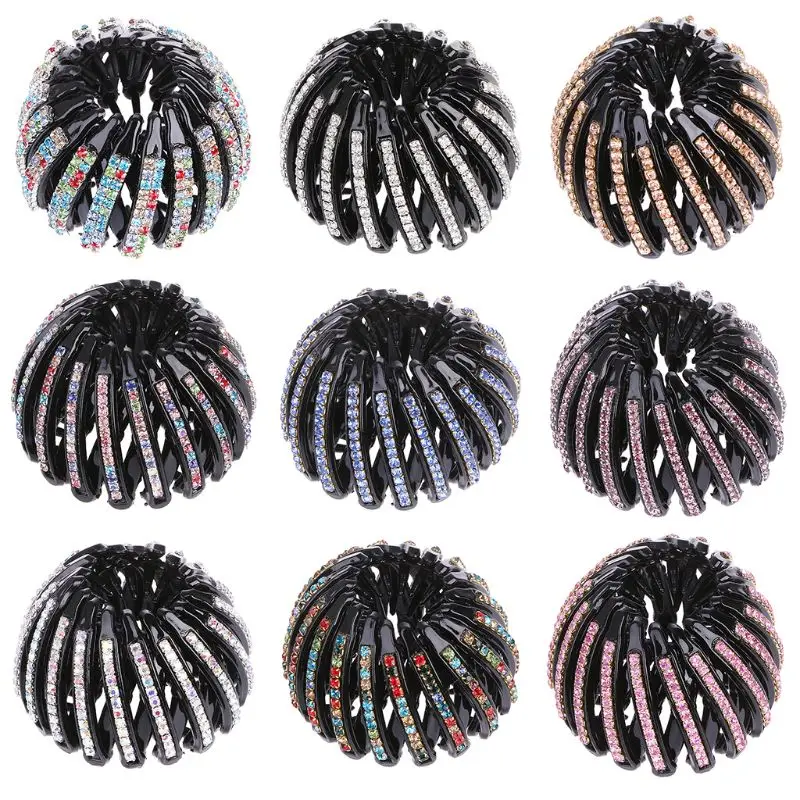 

1 Pc Bird Nest Rhinestone Expanding Tail Hair Bun Holder Grip Claw Hair Accessory New Beatiful