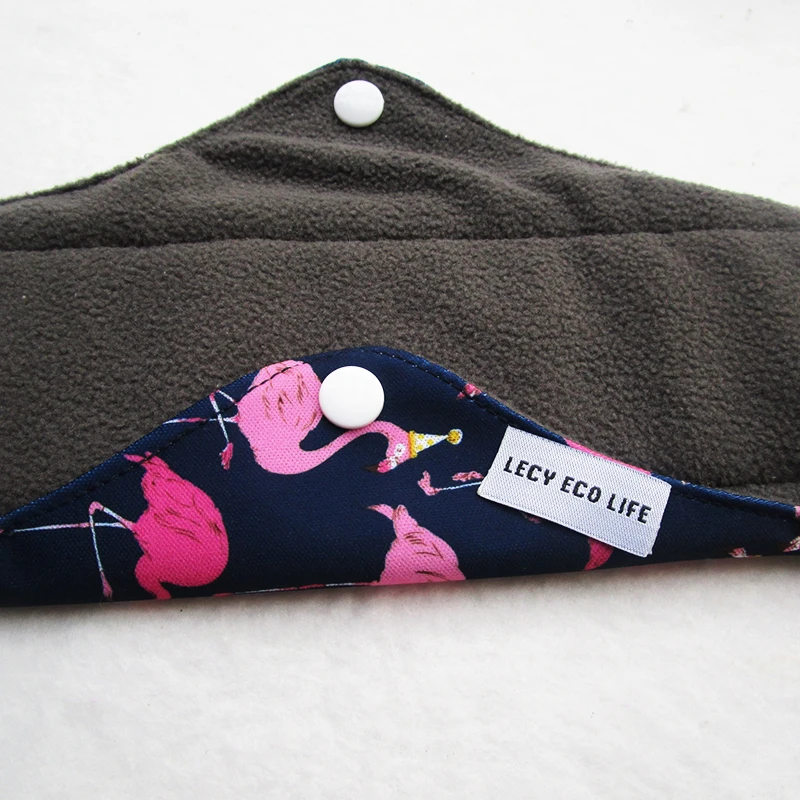 [LECY ECO LIFE]Reusable cloth menstrual pads bamboo charcoal fleece inner lady Flamingo printed waterproof Mummy pads for Women 4