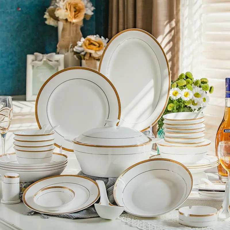 US $80.06 46piece Set Royal Floral Painting Fine Bone China Unit Of Dinner Buffet Dishes Porcelain Dinner Plate Set Crockery Of Dish