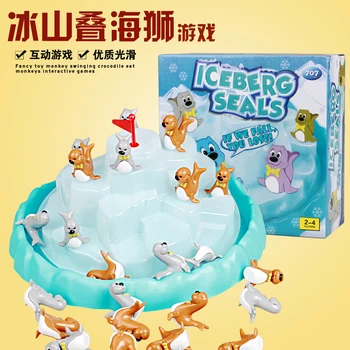 

Candice guo plastic toy cartoon animal sea life seal iceberg seals balance challenge game baby hand work kid birthday gift 1set