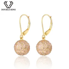 DOUBLE-R Фирменная новинка ювелирные изделия серьги для женщин Лидер продаж Желтый позолоченный 925 пробы серебряные висячие серьги CASE04266SC-2