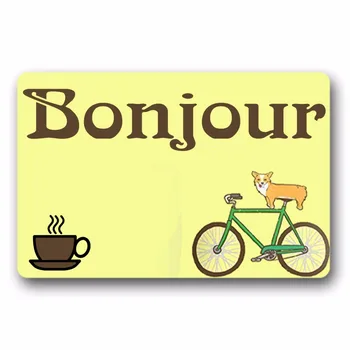 

Entrance Floor Mat Non-slip Doormat Bonjour Door Mat Outdoor Indoor Rubber Mat Non-woven Fabric Top 15.7x23.6 Inch