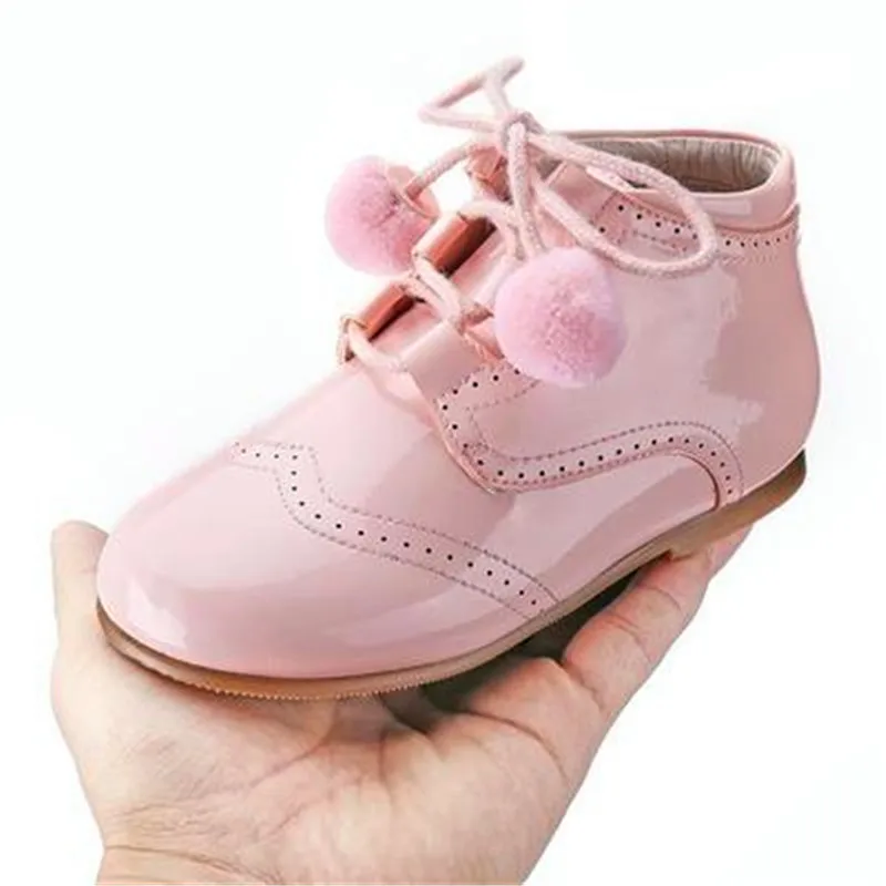 

Shining Girls Princess Shoes Genuine Leather Baby Toddler Shoes Non-slip British Wind 1-3 Years Old Kids Children's Short Boots