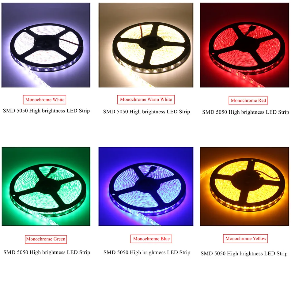 5050 DC 24V RGB Светодиодная лента Водонепроницаемая 5M 300LED Luz Гибкая неоновая 60LED/M