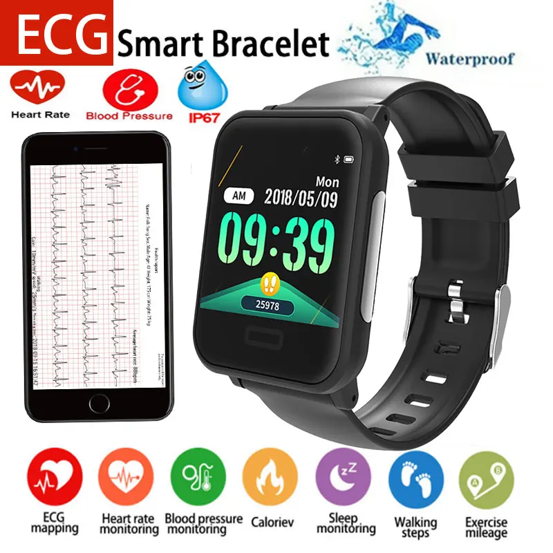 Ppg + ECG Новый женский на русском языке умный Браслет с измерения давления