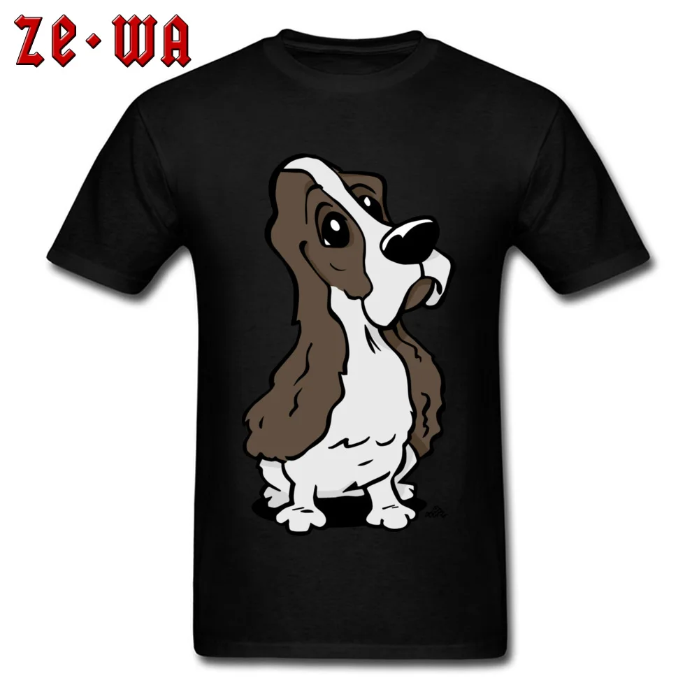 Casual T Shirt Classic Round Neck Cartoon Cocker Spaniel dog 100% Cotton Men Tops T Shirt Normal Short Sleeve Tee Shirt Cartoon Cocker Spaniel dog black