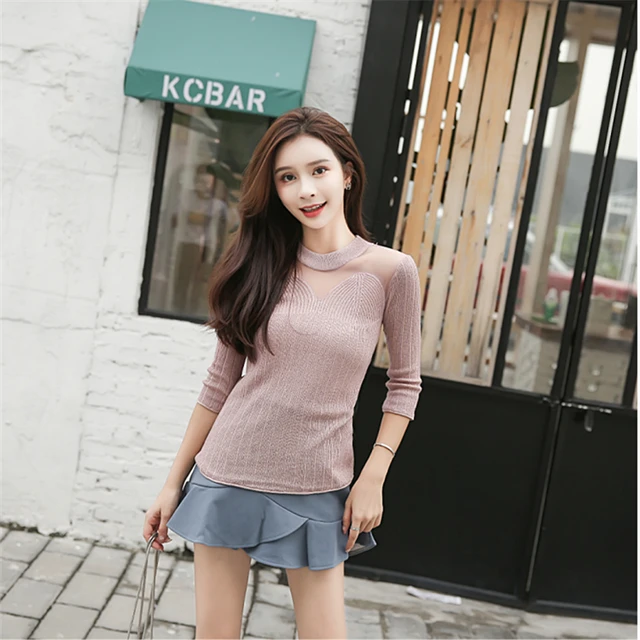 Best Price 2018 autumn new stitching perspective mesh tops ruffled skirt two-piece suit Best Price 2018 autumn new stitching perspective mesh tops ruffled skirt two-piece suit