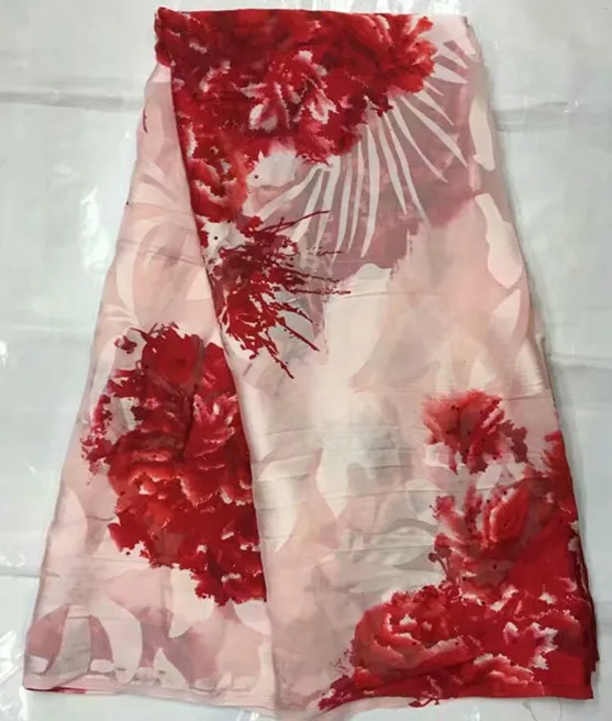 Koshibo fabric in pink with big red flowers design 5yards/pcs light