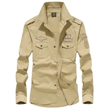 Мужская Однотонная рубашка с вышивкой 6XL весна осень хлопок военный пилот ВВС рубашка мужская с длинным рукавом дышащая повседневная рубашка