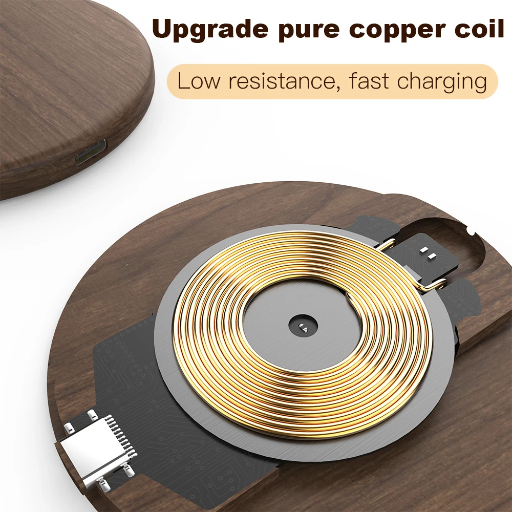 KEYSION 10W Qi Fast Wireless Charger for iPhone 11 Pro XS Max XR 8 Plus Wooden Wireless Charging Pad for Samsung S10 S9 S8 S7