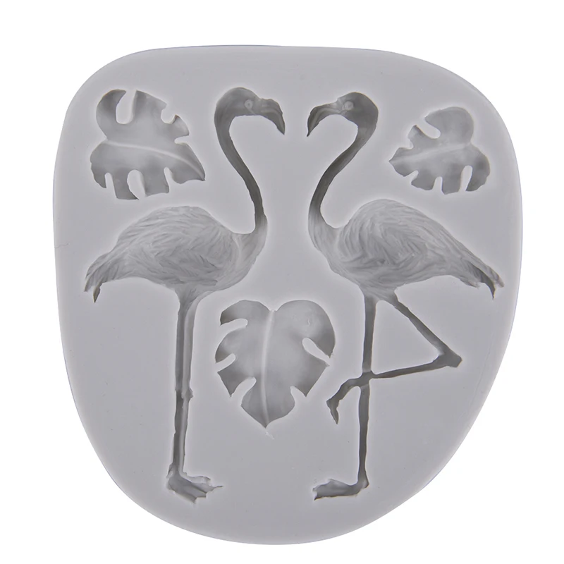 Clay Mould 1PCS 10x10.6CM Silicone Flamingo Leaf Decorating Cake Molds Sugarpaste Candy Chocolate