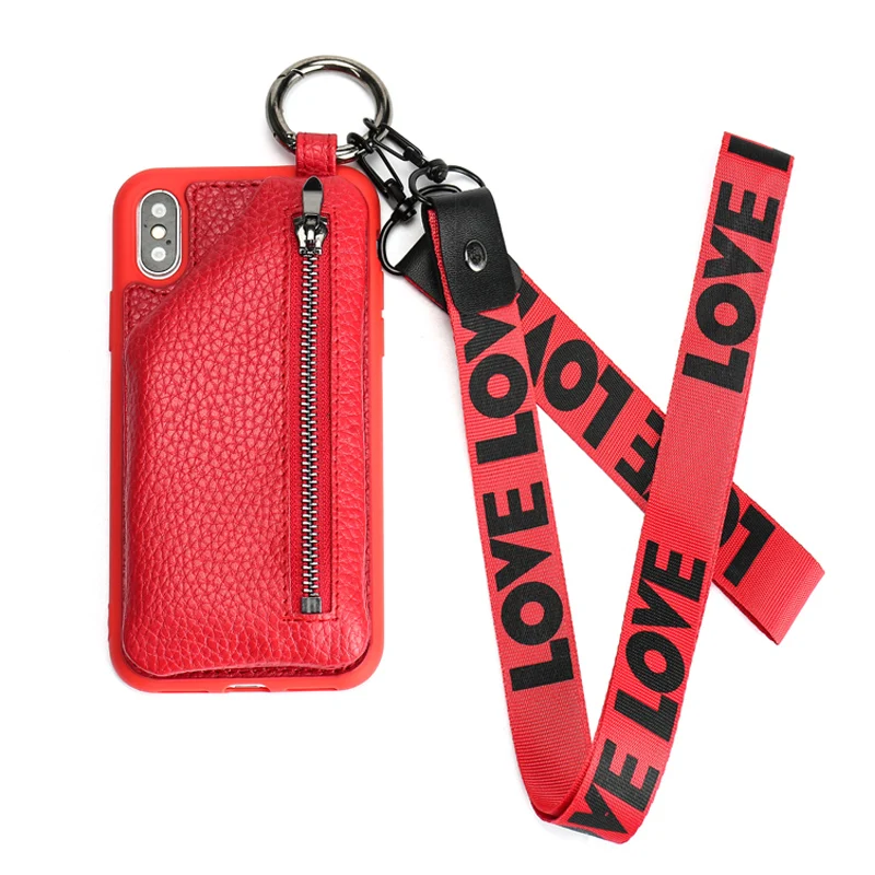 

Women fashion wallet phone case for iphone x xs XSmax XR 6 7 8 8plus Anti-fall Lanyard protective card slot stand Fundas
