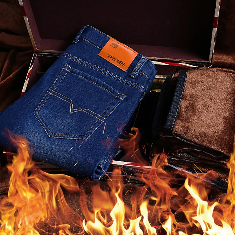 Warm Jeans Winter Men Homme Vaqueros Hombre Men'S Classic Jean Calca Masculina Pants Jean Slim Marcas Famosas Pantalon Homme