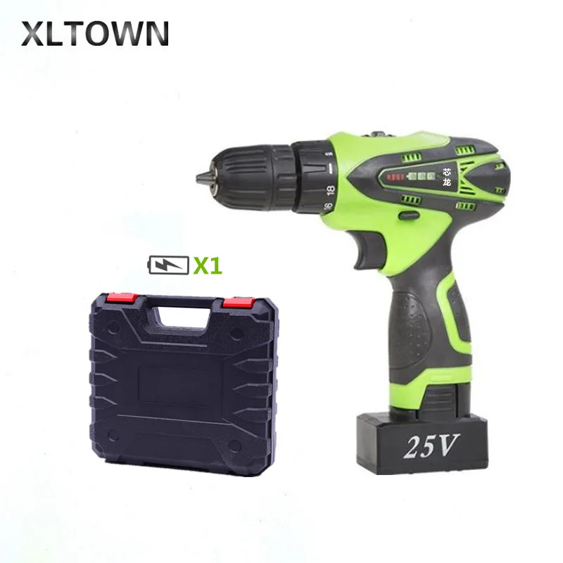 

XLTOWN 25V hand drill rechargeable lithium battery multi-function electric screwdriver with a box Household power tools drill
