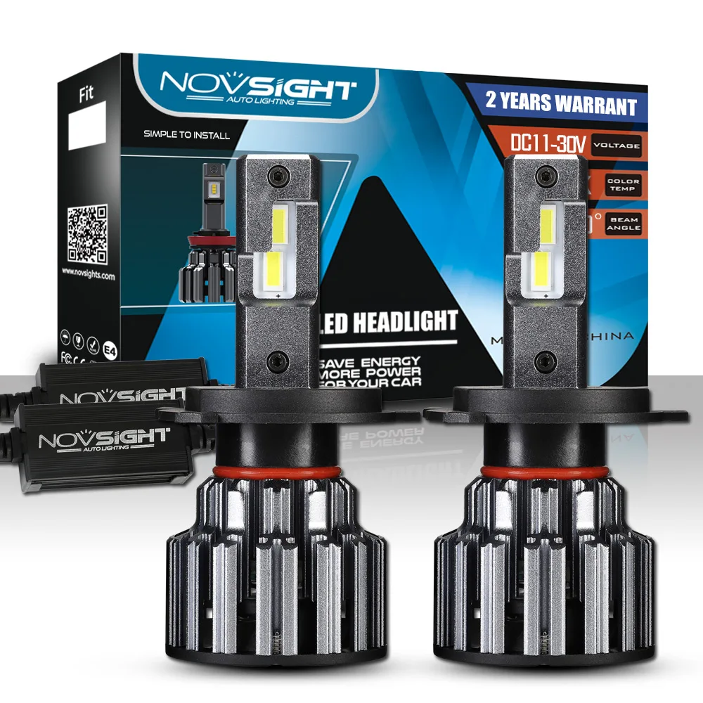 

NOVSIGHT LED H4 H7 H11 9006 9005 Car Headlights Bulbs 90W 15000LM Decoder Automobile LED Headlamp Front Lights 6000K 12V 24V