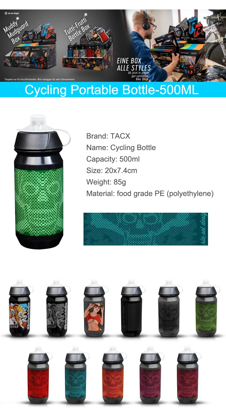 500 ML Cycling Bike Water Bottle Bicycle Portable Kettle Water Bottle Plastic Outdoor Sports Mountain Bike Drinkware